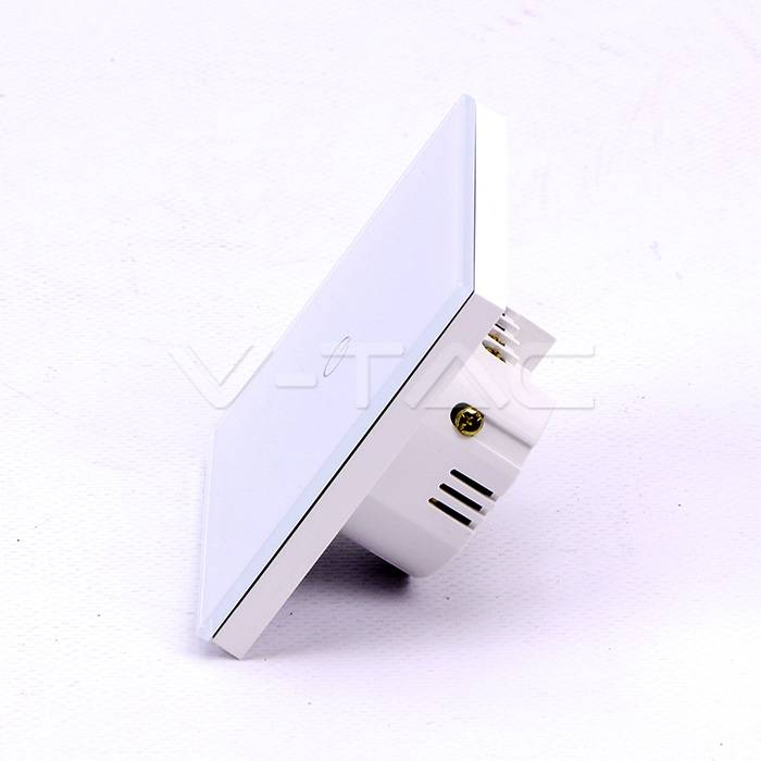 intrerupator smart simplu din sticla cu touch alb v tac 2