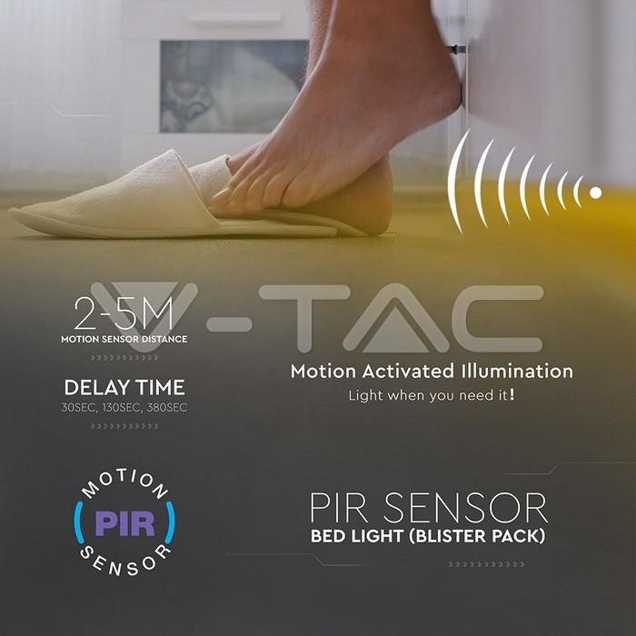 kit banda led cu senzor de miscare pentru iluminat pat 3000k double 2m 260lm ip20 v tac 4