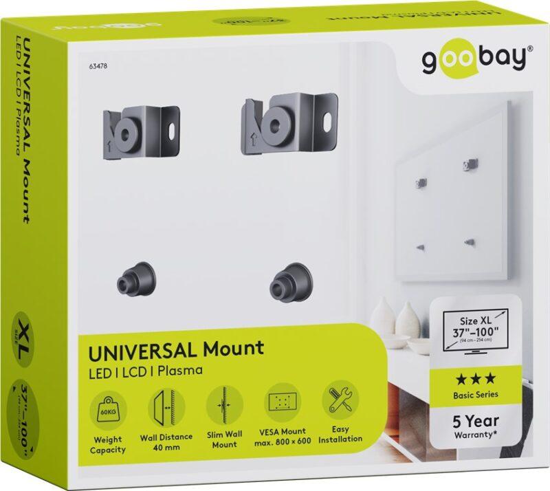 kit de montare suport de perete pentru tv ecran 37 70 interfata de montare pana la 800 x 600 mm goobay 1