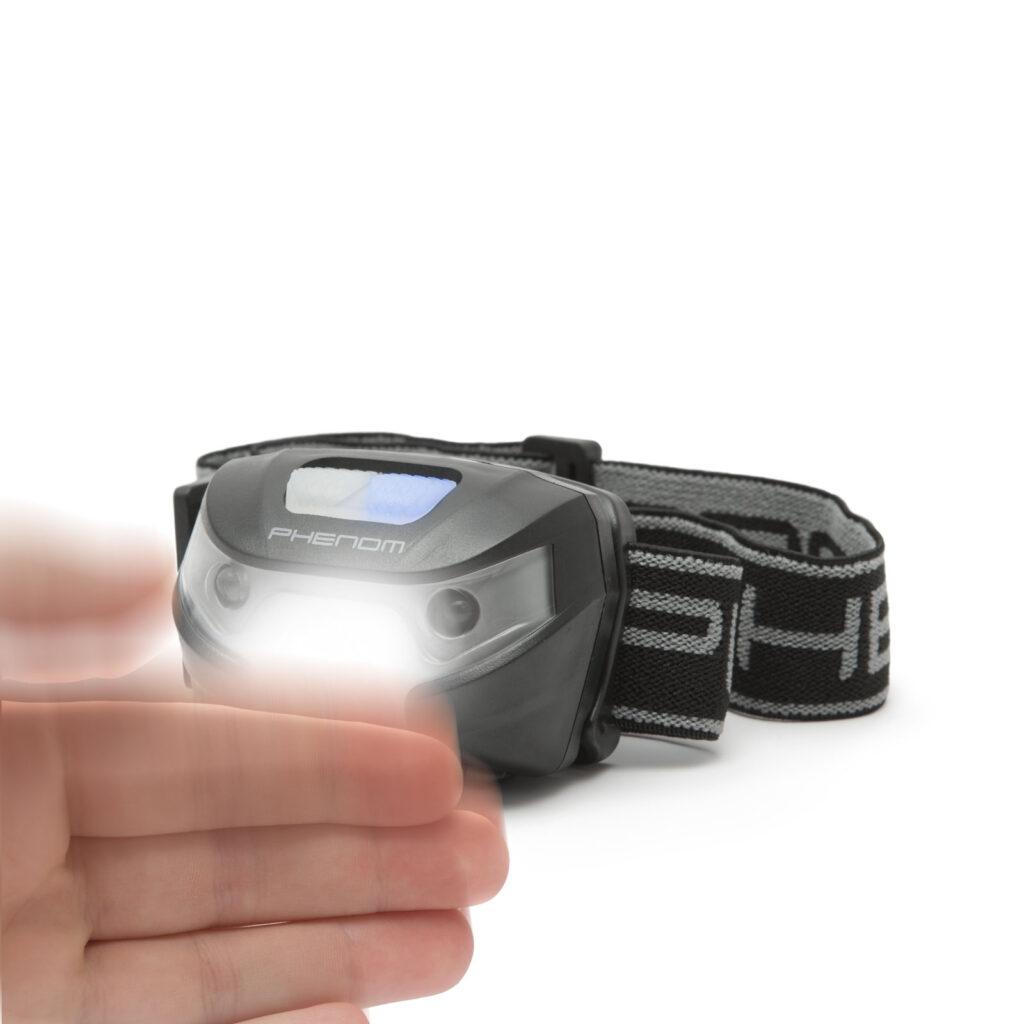 lampa de cap cu senzor de miscare cob led 120lm acumulator li ion 1200mah phenom lighting technology 1