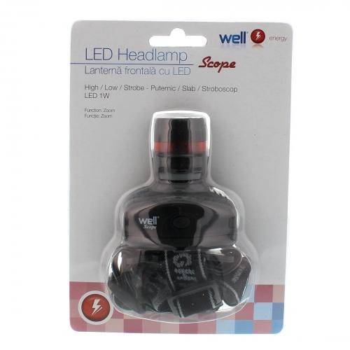 lanterna frontala cu led 1w 60lm well 1