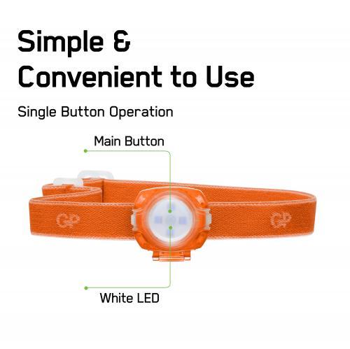 lanterna frontala led gp ch31 portocaliu 40lm 2x cr2025 3