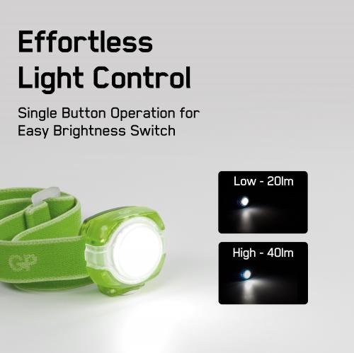 lanterna frontala led gp ch31 verde 40lm 2x cr2025 2