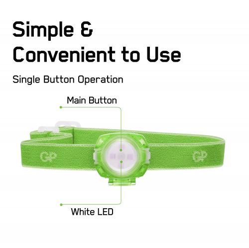 lanterna frontala led gp ch31 verde 40lm 2x cr2025 3