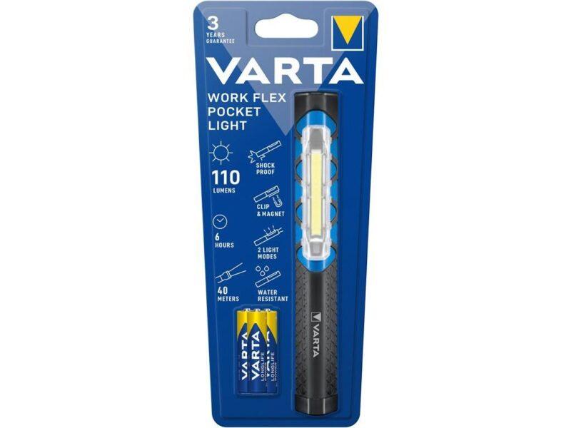 lanterna led varta work flex pocket light 17647 110lm 3x aaa longlife power