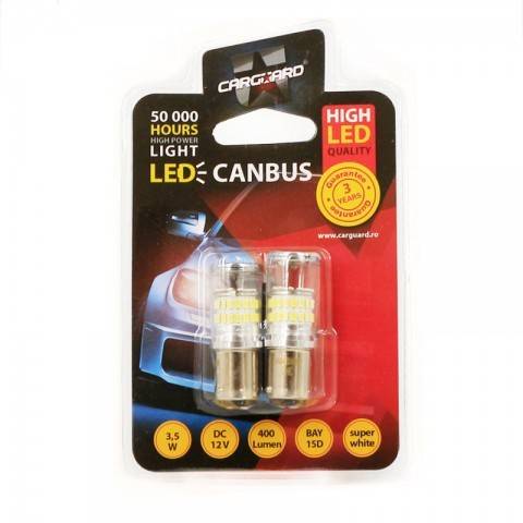 led de frana stop frana canbus 12v 35w 400lm 6000k set 2buc bay15d can125 carguard