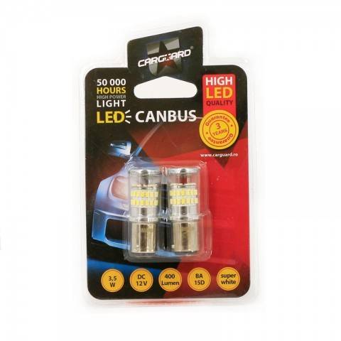 led de frana stop frana canbus ba15d 12v 35w 400lm 6000k set 2buc can124 carguard 2