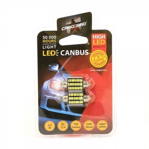 led sofit canbus 36mm plafoniera numar de inmatriculare 12v 25w 189lm can117 set 2buc carguard 1