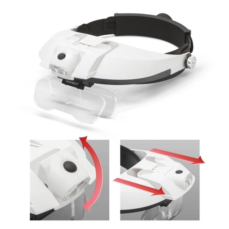 lupa de cap cu iluminare 2x led cu lentila dubla 1x 15x 2x 25x 35x handy 3