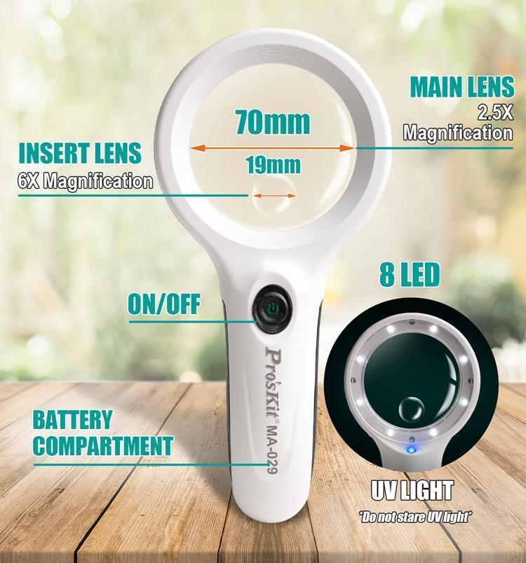 lupa portabila led cu lumina uv proskit 3