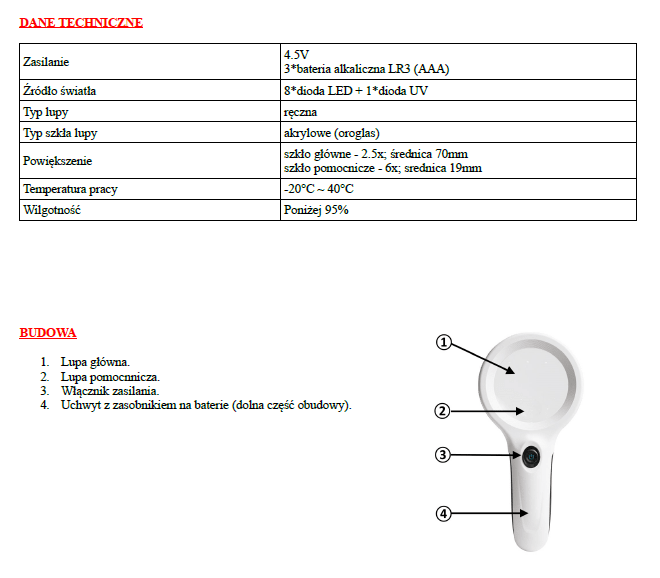 lupa portabila led cu lumina uv proskit 7