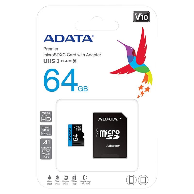 micro sdxc clasa 10 64gb adata ausdx64guicl10a1 ra1
