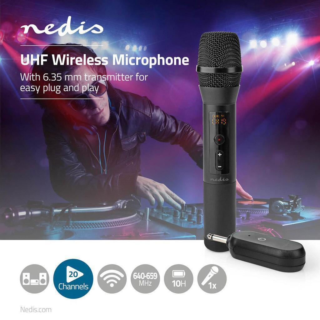 microfon wireless nedis 20 de canale 10 ore autonomie receptor negru 2