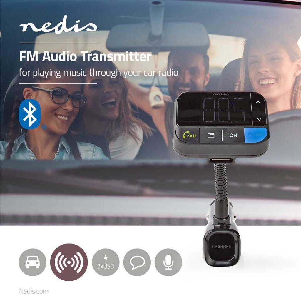 modulator fm nedis bluetooth microsd hands free control vocal 2x usb 1