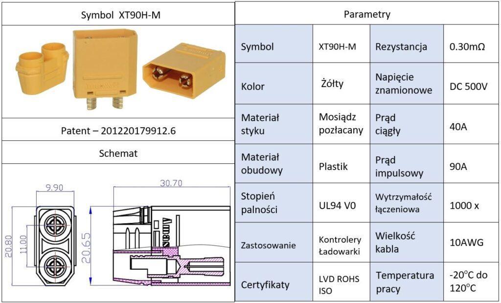 mufa alimentare dc xt90 tata pin 2 pe cablu lipite 40a 500v amass 2