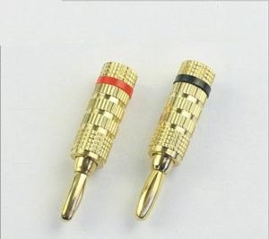 mufa banana 5mm tata inel negru cu surub metal aurit