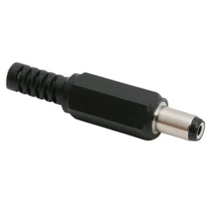 mufa dc 21x55mm tata pe fir cu protector de cablu