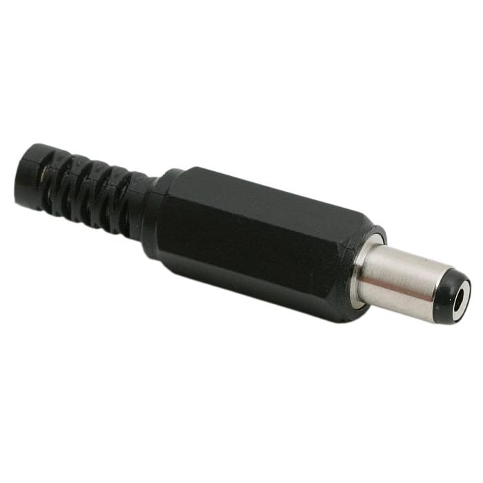 mufa dc 21x55mm tata pe fir cu protector de cablu