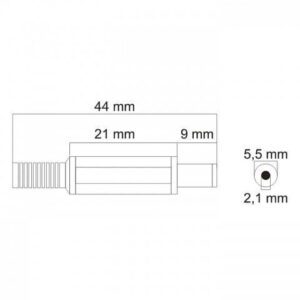 mufa dc 21x55mm tata pin 9mm cu protector cablu goobay 1