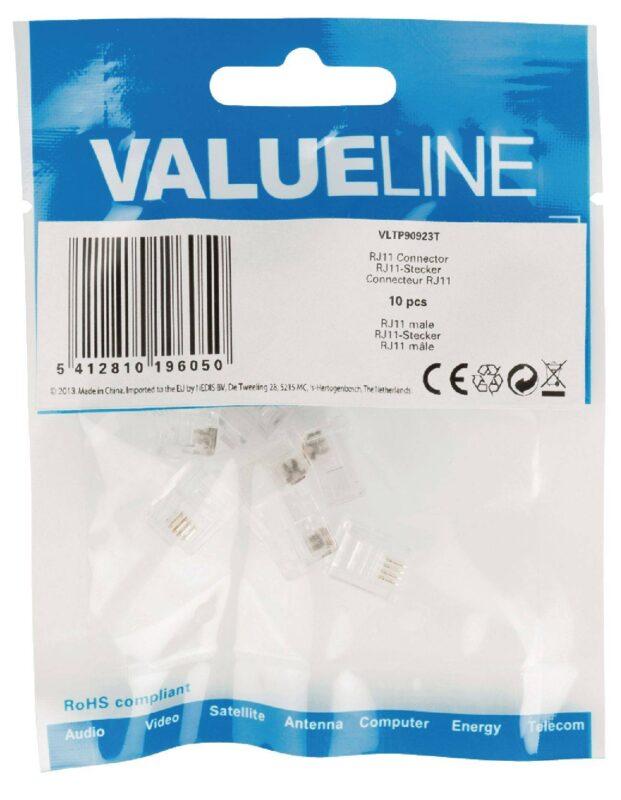 mufa telefonica conector transparent rj11 tata 6p4c set 10buc valueline 2