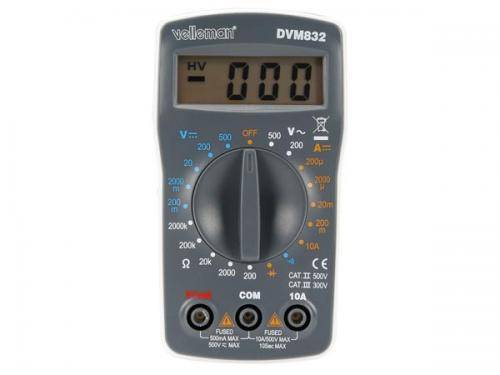 multimetru digital 1999digit cat ii 500v cat iii 300v 10a velleman 3
