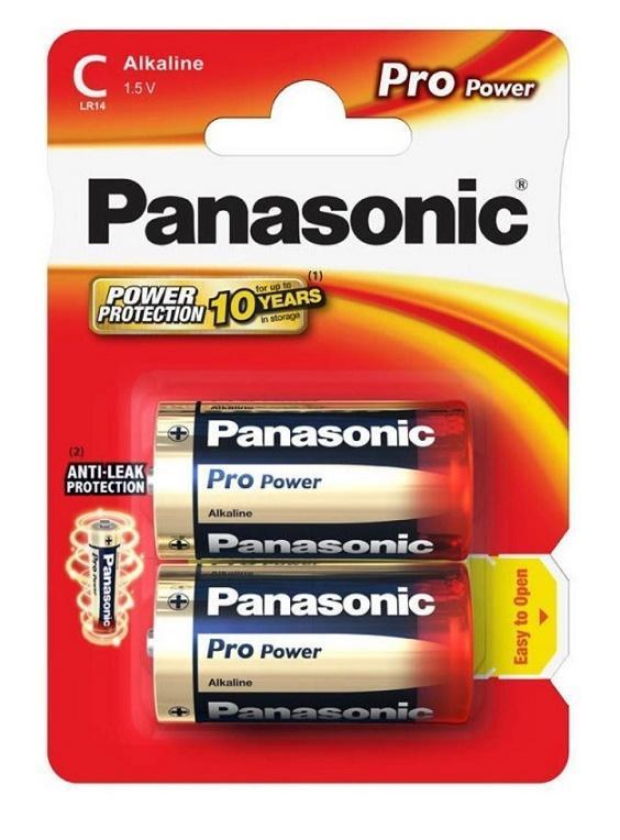 panasonic baterii alcaline c lr14 pro power 2buc lr14ppg 2bp