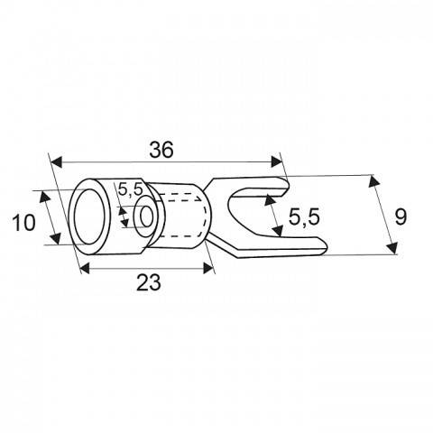 papuc izolat furculita 55x55mm aurit cu protectie negru 1