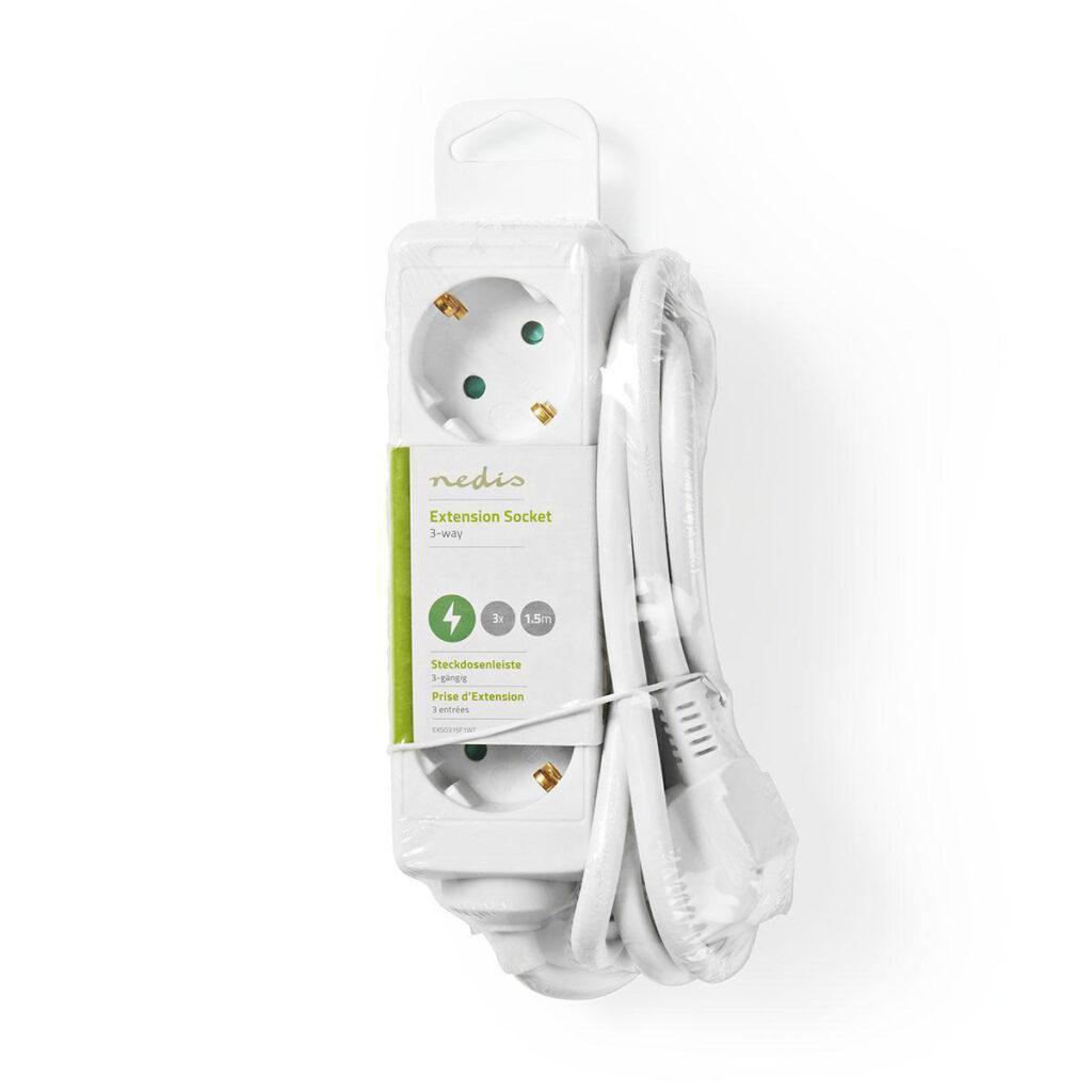 prelungitor 3 prize 15m 3x15mm2 3680w 16a alb nedis 3