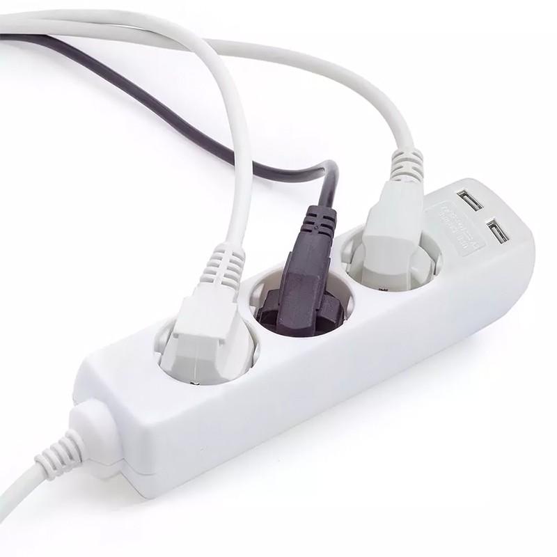 prelungitor 3 prize 2x usb 15m 3g15mm2 alb v tac sku 8774 1