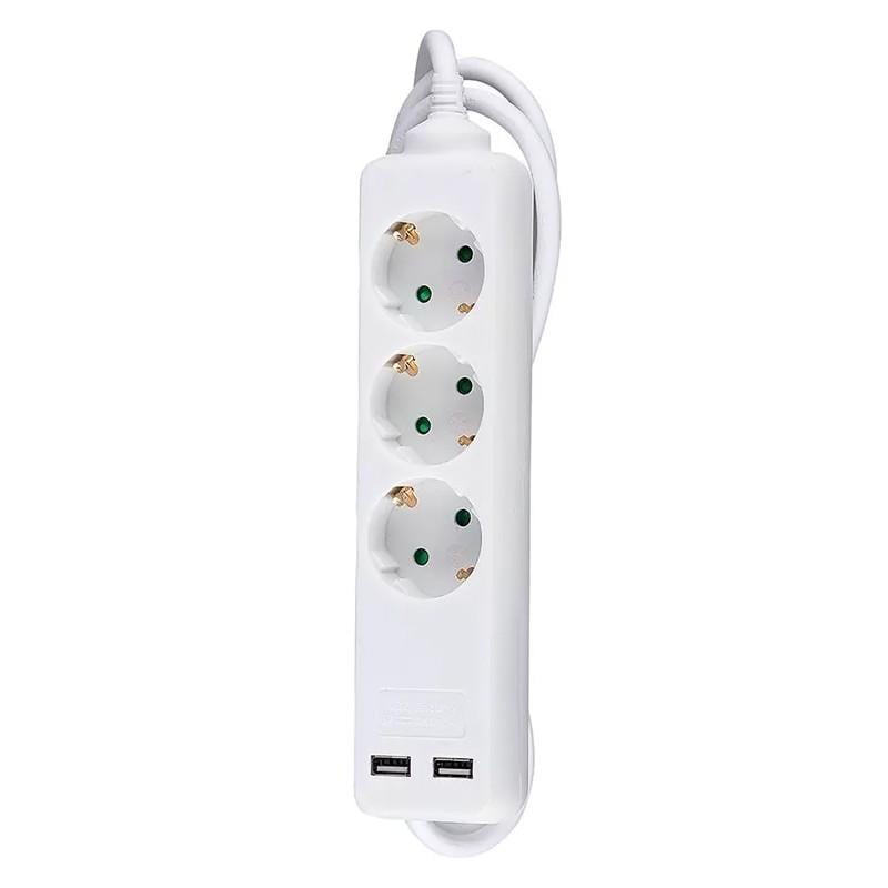 prelungitor 3 prize 2x usb 15m 3g15mm2 alb v tac sku 8774 5