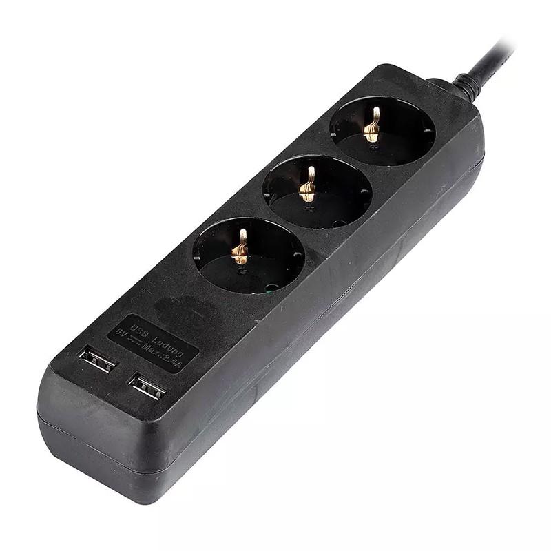 prelungitor-3-prize-2x-usb-15m-3g15mm2-negru-v-tac-sku-8776