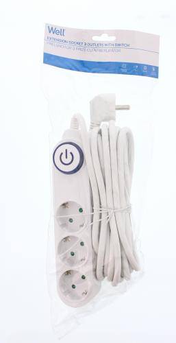 prelungitor 3 prize 5m alb cu intrerupator cablu 3xg15mmp well 3