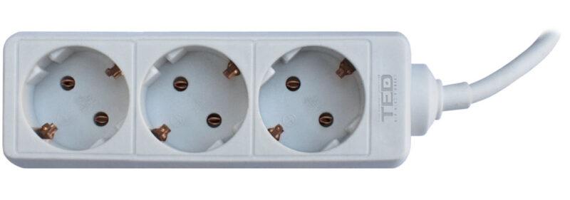 prelungitor 3 prize schuko 3m 16a 3680w 3x15mm alb ted