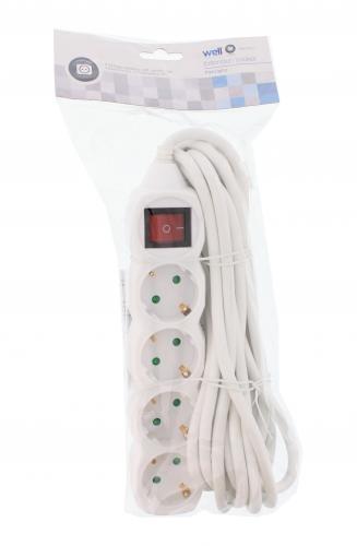 prelungitor 4 prize 5m cu intrerupator alb cablu 3xg15mmp well 3