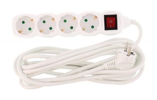 prelungitor 4 prize 5m cu intrerupator alb cablu 3xg15mmp well