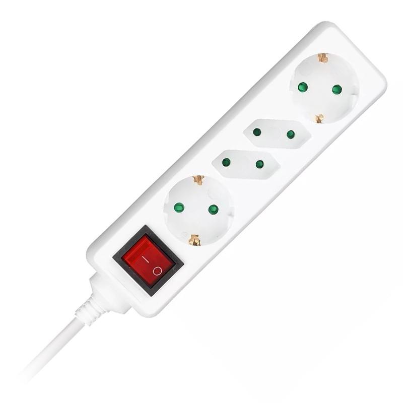 prelungitor 4 prize cu intrerupator 15m 3g15mm2 alb v tac sku 8770 3