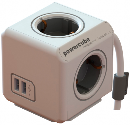 prelungitor 4 prize cub 2x usb lungime cablu 15m gri allocacoc 6