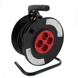 prelungitor cu derulator cu termosiguranta 4 prize 20m 15mm well