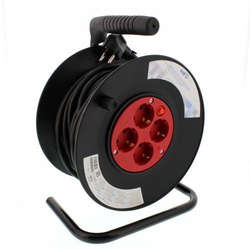 prelungitor cu derulator cu termosiguranta 4 prize 20m 15mm well