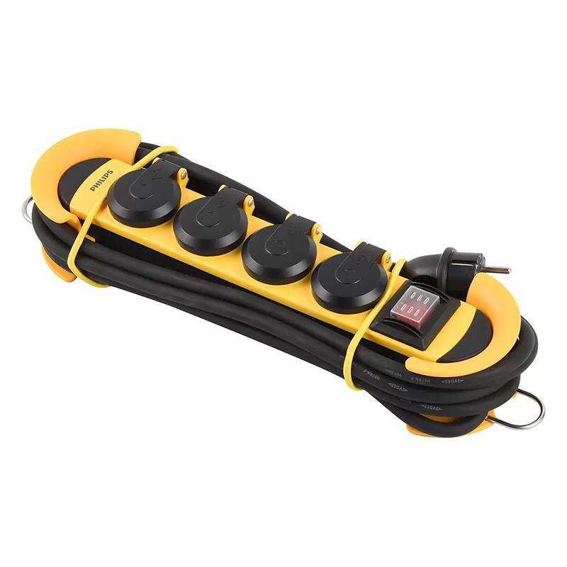 prelungitor cu protectie 4 prize 5m galben negru philips spn5140yc 1