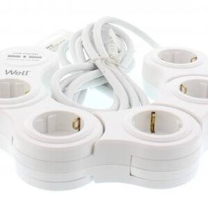 prelungitor reglabil 5 prize 3m cablu 3xg15mm2 16a 3500w cu incarcator usb well