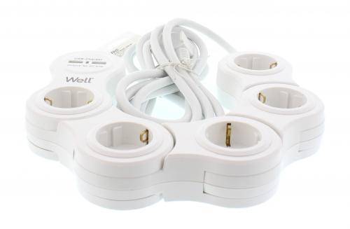 prelungitor reglabil 5 prize 5m cablu 3xg15mm2 3500w 16a cu incarcator usb well 1