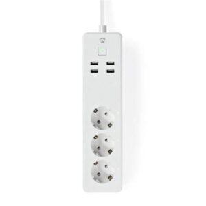 prelungitor smart wifi 3 prize schuko 4x usb 18m 3680w 16a nedis 1