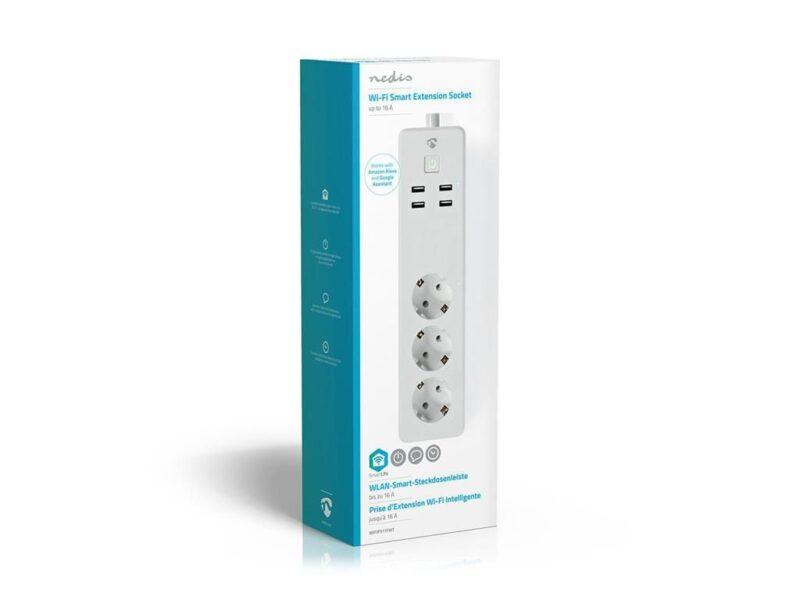 prelungitor smart wifi 3 prize schuko 4x usb 18m 3680w 16a nedis 10