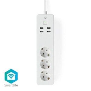 prelungitor smart wifi 3 prize schuko 4x usb 18m 3680w 16a nedis