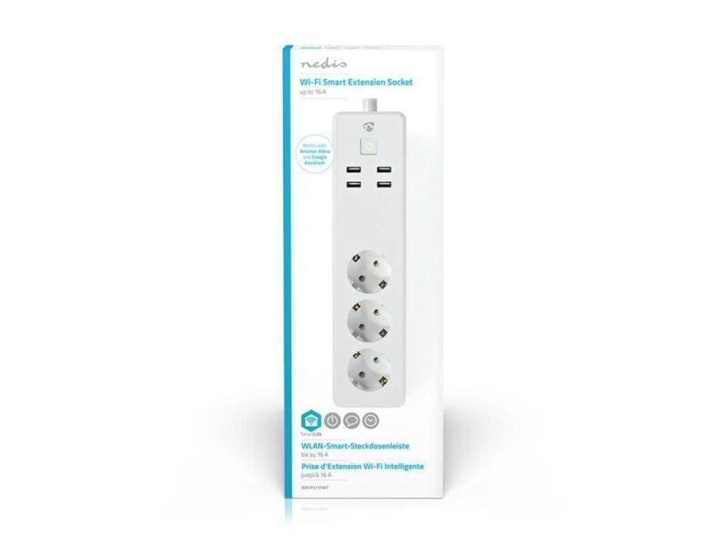prelungitor smart wifi 3 prize schuko 4x usb 18m 3680w 16a nedis 8