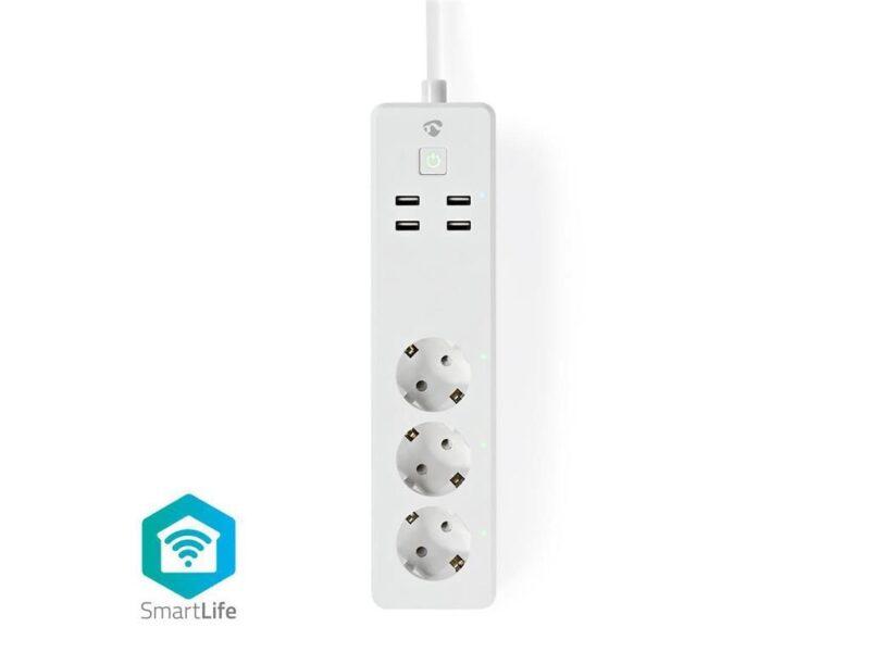 prelungitor smart wifi 3 prize schuko 4x usb 18m 3680w 16a nedis