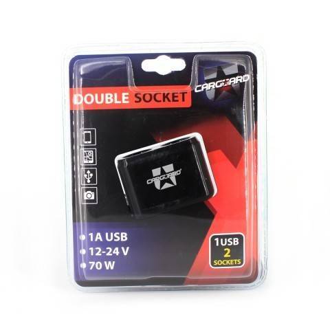 priza dubla pentru bricheta auto cu cablu usb 1a carguard 2