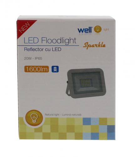 proiector led 20w 1600lm ip65 4000k alb well 3