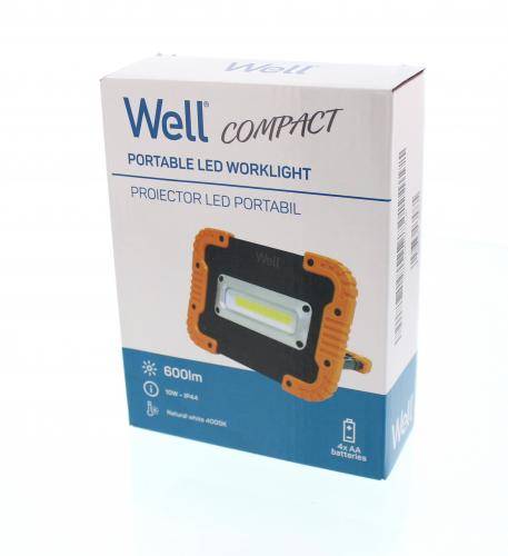 proiector led portabil cu baterie 4x aa 10w 600lm ip44 well 4